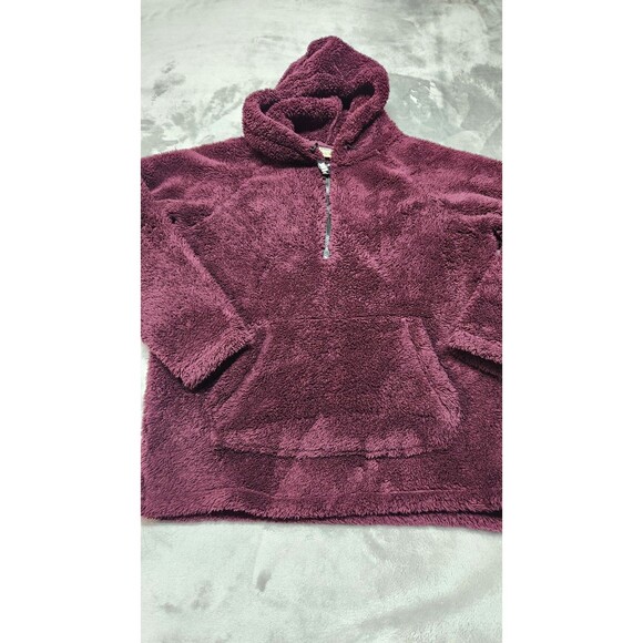 Victoria's Secret PINK Womens Small Plum 1/4 Zip Sherpa Pullover Hoodie Jacket - Picture 1 of 7